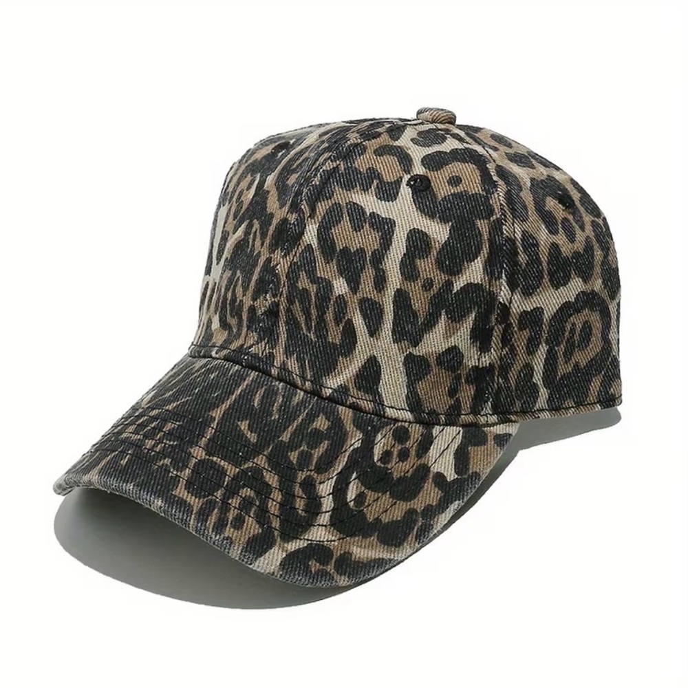 Leopard Print Baseball Cap - Women's Tan/Black Hat